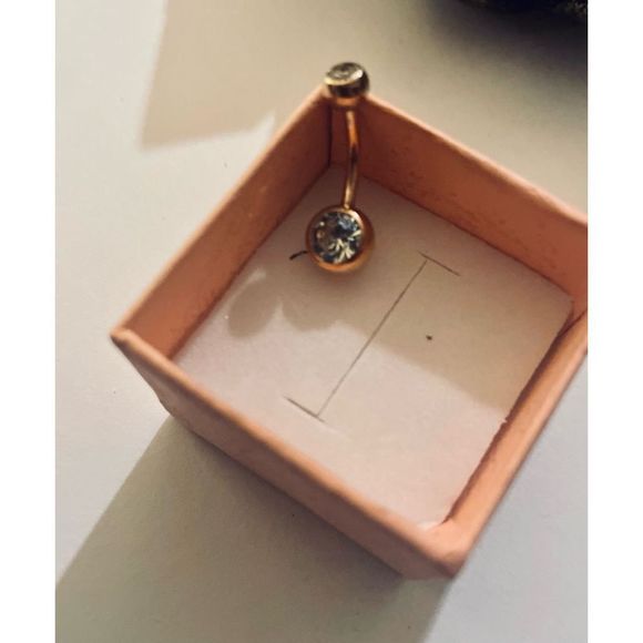 GOLD SAPPHIRE BELLY RING - Picture 1 of 5